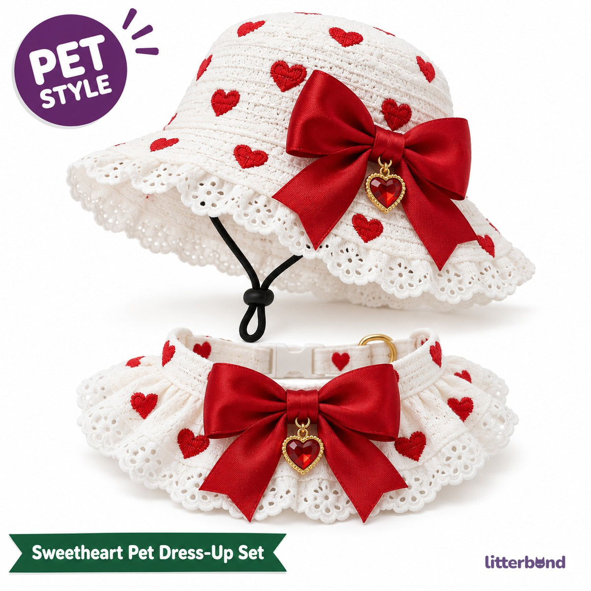 Sweetheart Hat Bow Bib Set