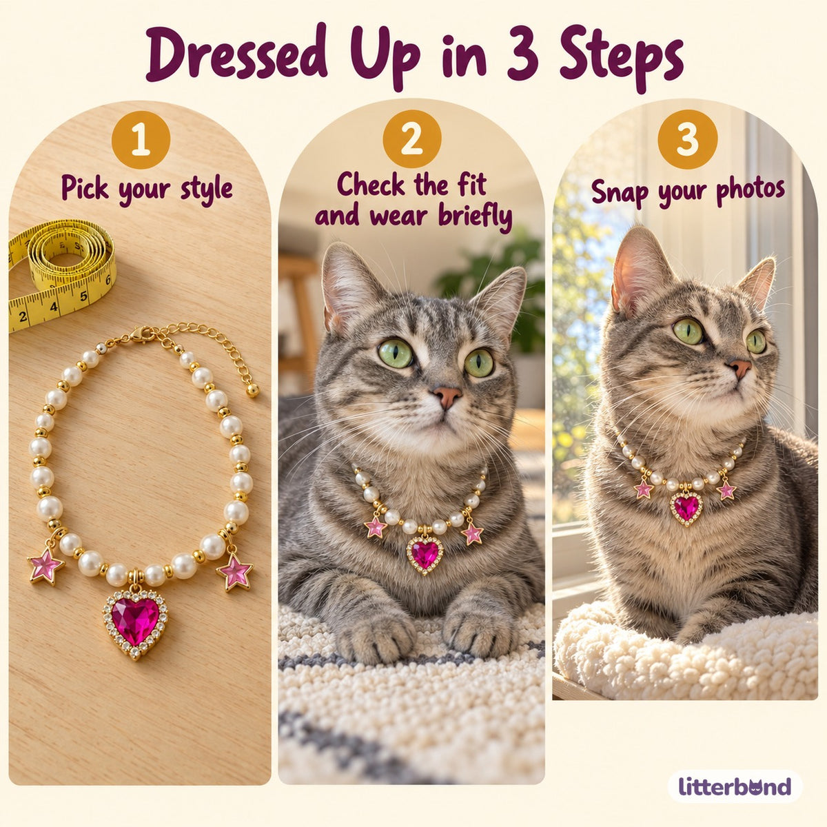 Faceted Heart Pearl Photo Necklace - how to put it on