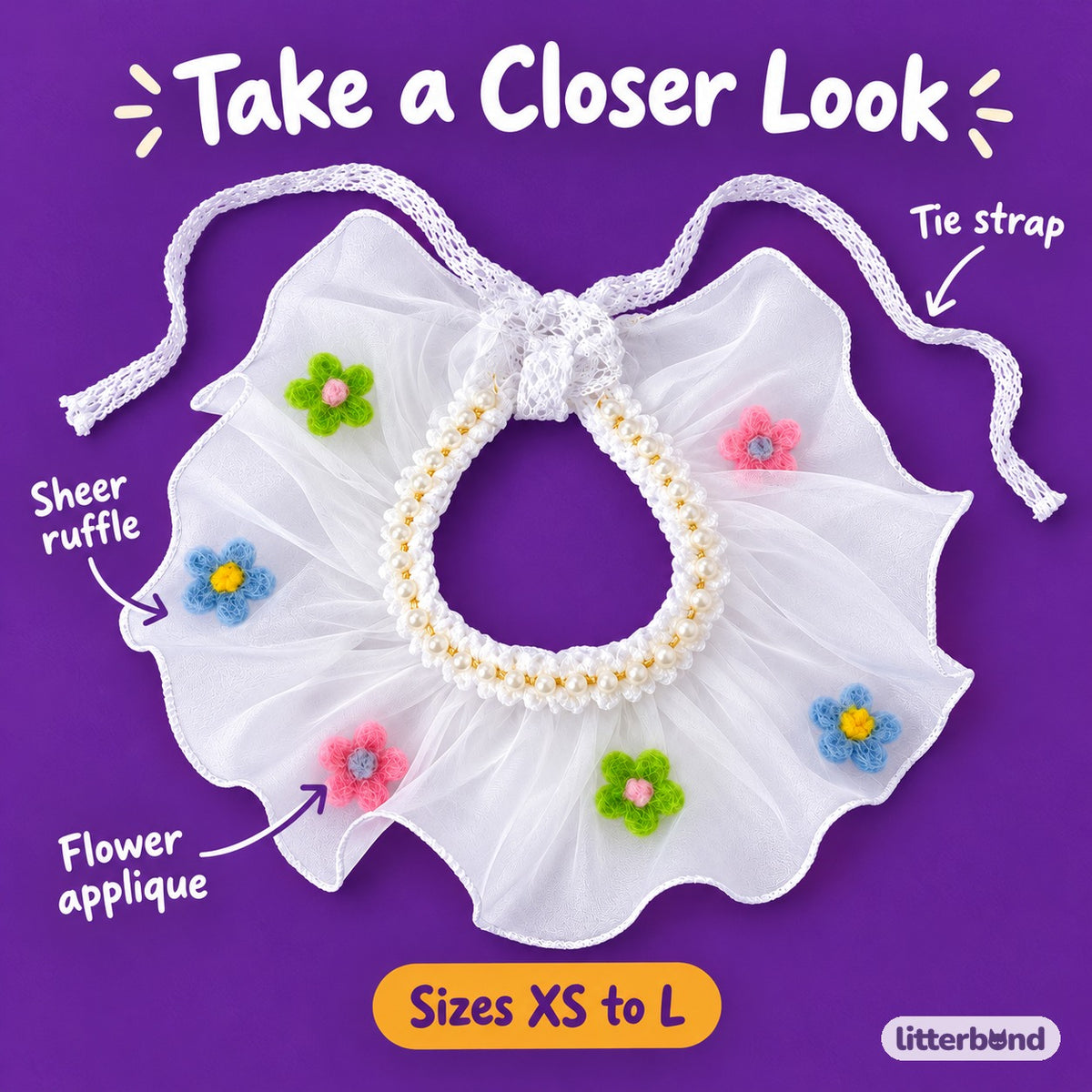 Sheer Ruffle Photo Neck Collar - close-up details
