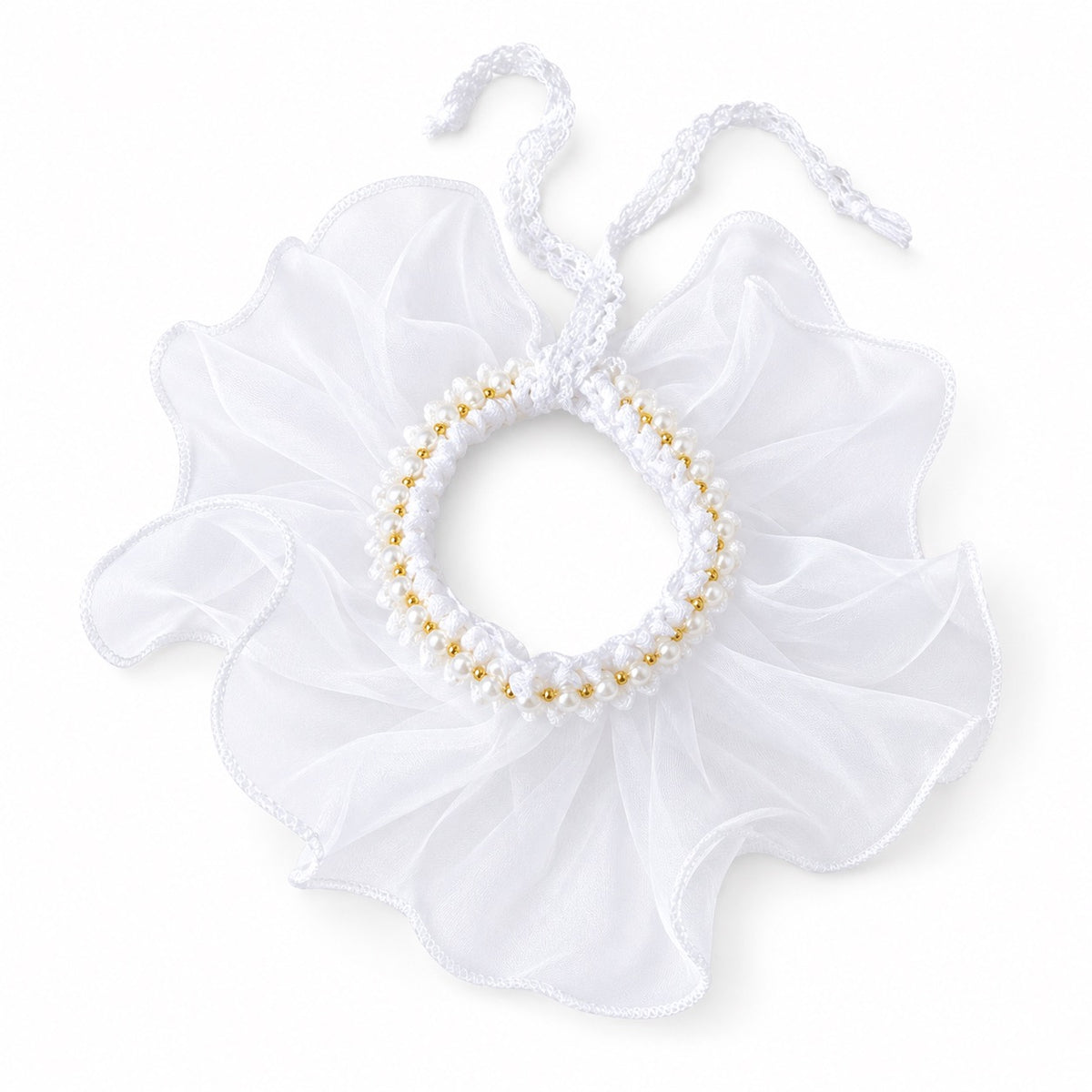 Sheer Ruffle Photo Neck Collar - White Sheer