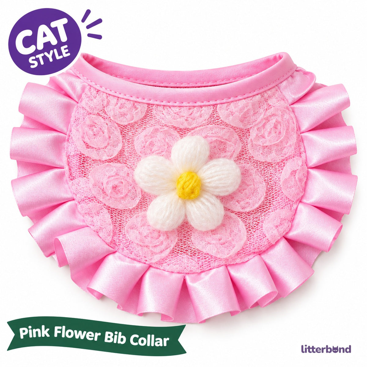 Pink Lace Flower Bib Collar