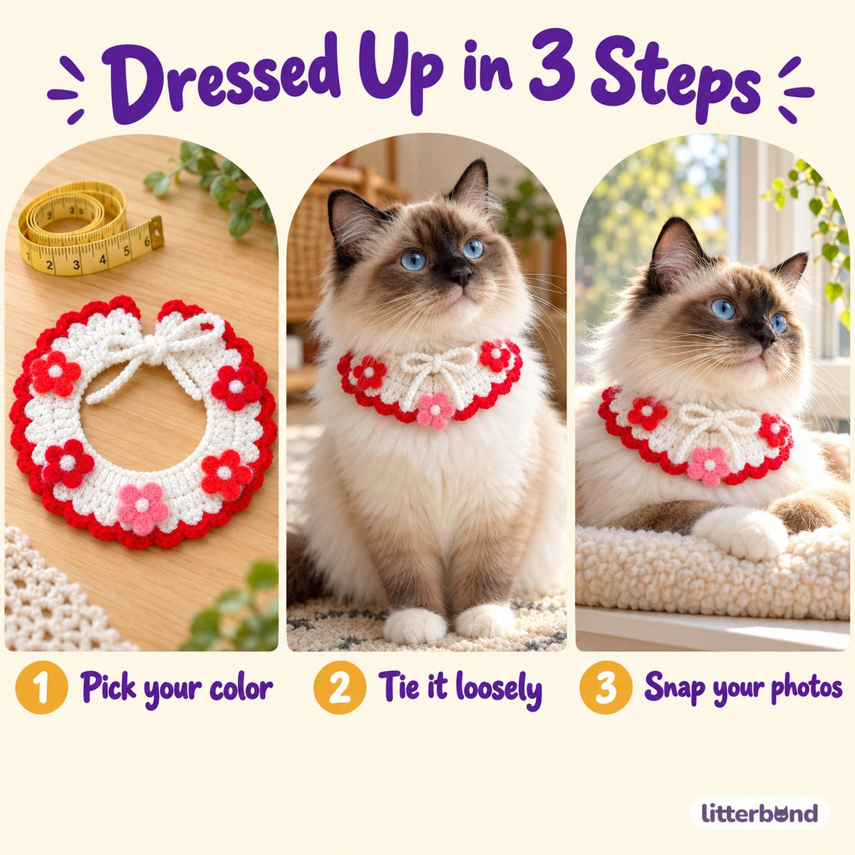 Summer Crochet Flower Collar - how to put it on