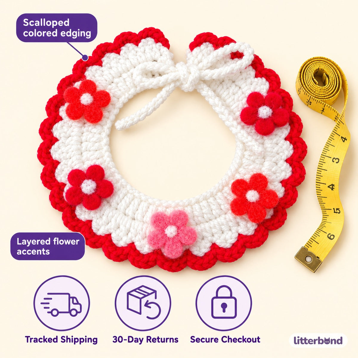 Summer Crochet Flower Collar - size and details