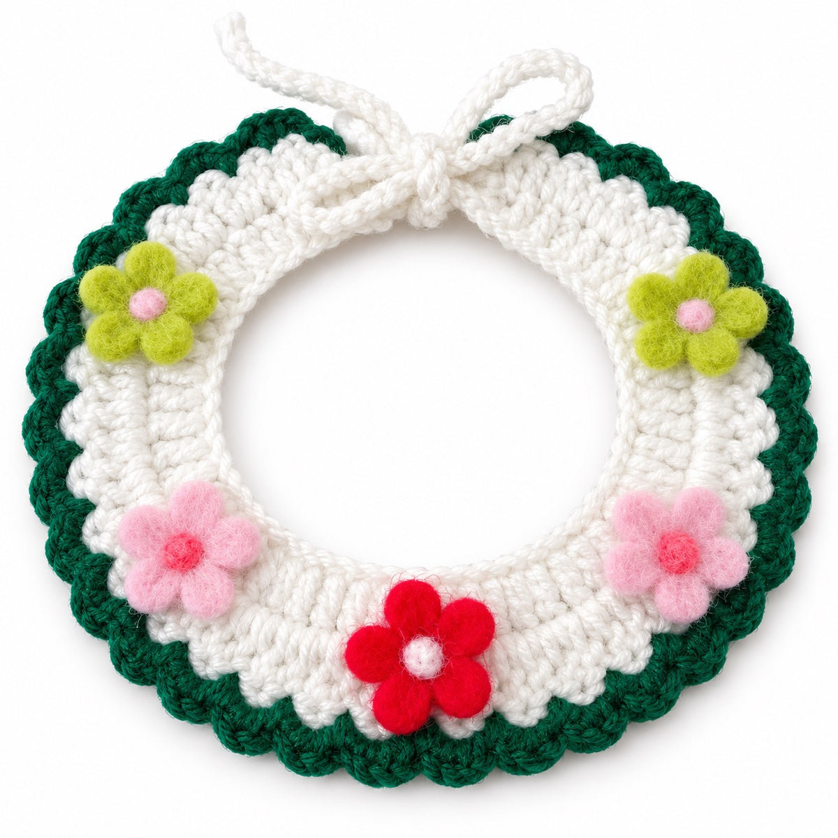 Summer Crochet Flower Collar - Deep Green Flower