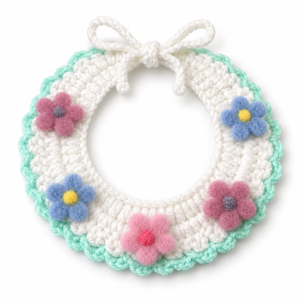 Summer Crochet Flower Collar - Mint Flower
