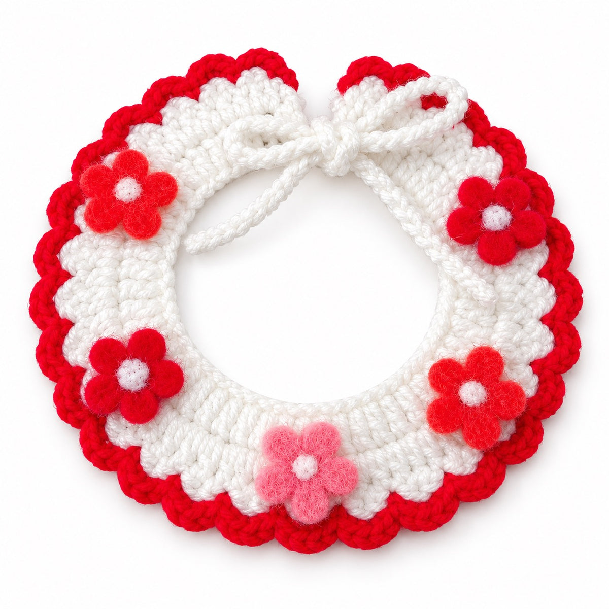 Summer Crochet Flower Collar - Red Flower