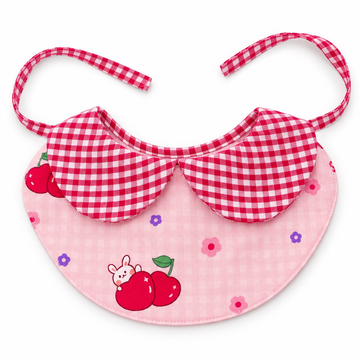 Gingham Bib Collar for Photos - Red Cherry Gingham