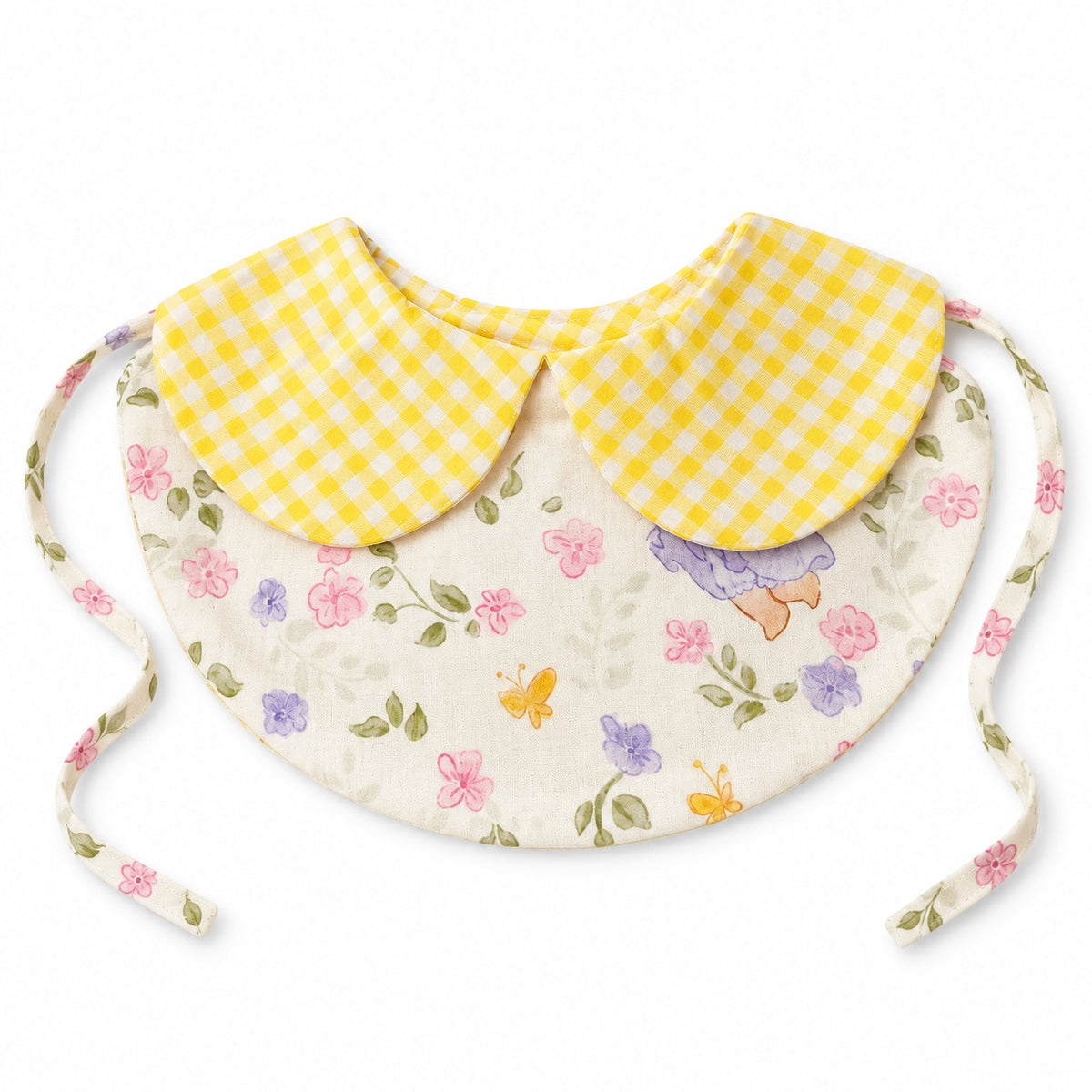 Gingham Bib Collar for Photos - Yellow Floral Gingham