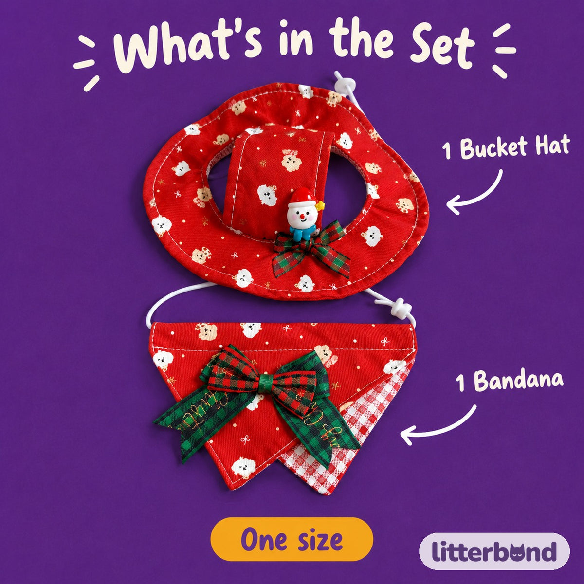 Christmas Bucket Hat & Bandana Set closer look