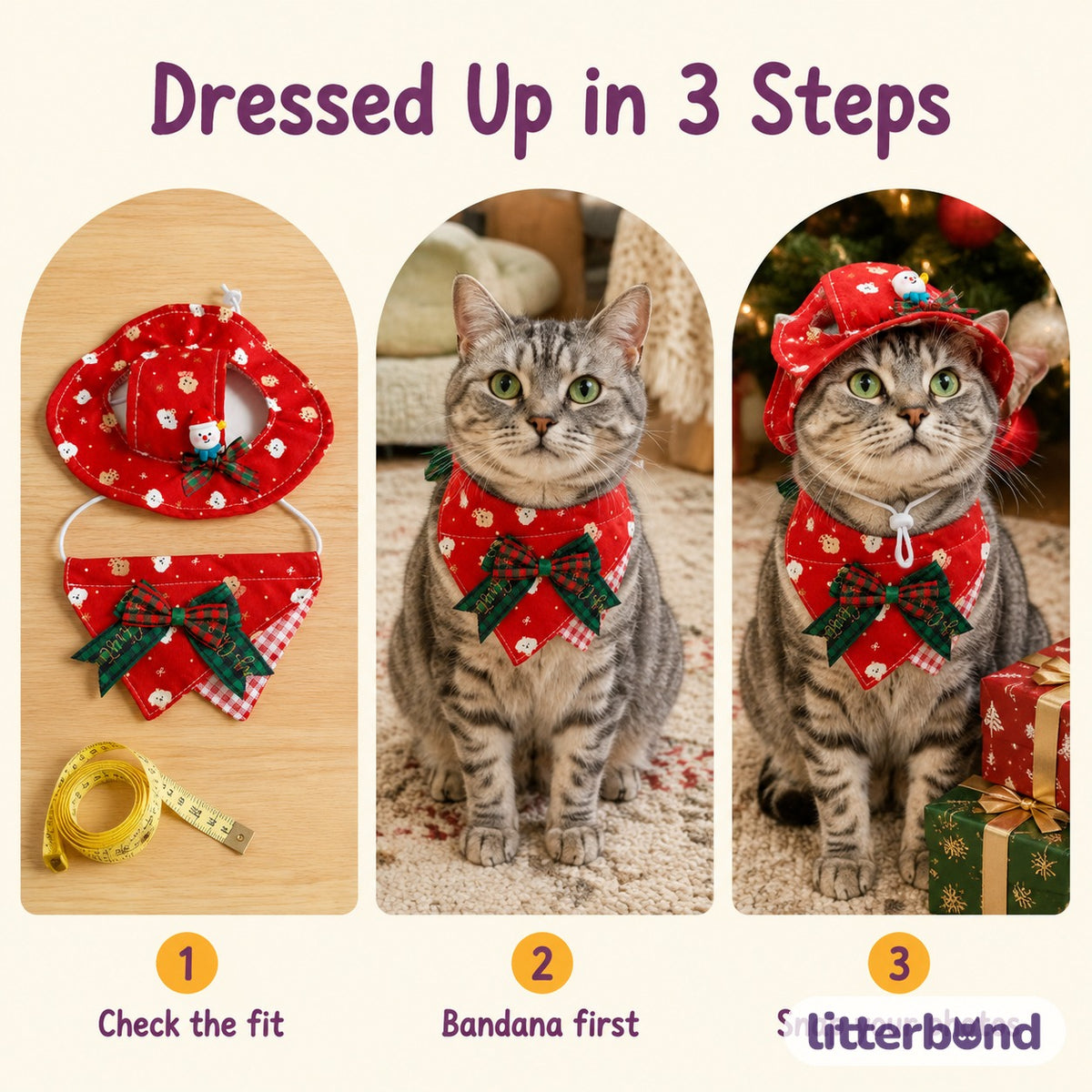 Christmas Bucket Hat & Bandana Set how to put it on
