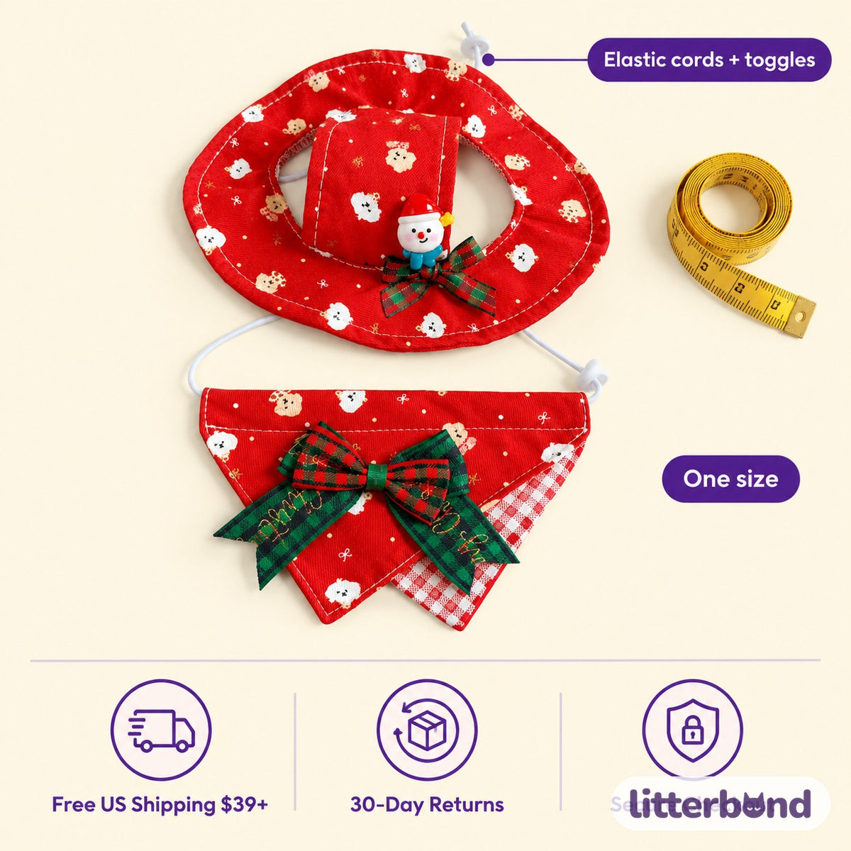 Christmas Bucket Hat & Bandana Set size guide