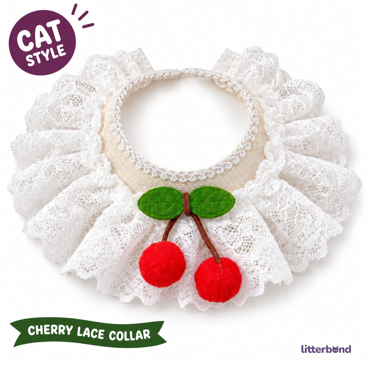 Cherry Lace Straw Collar