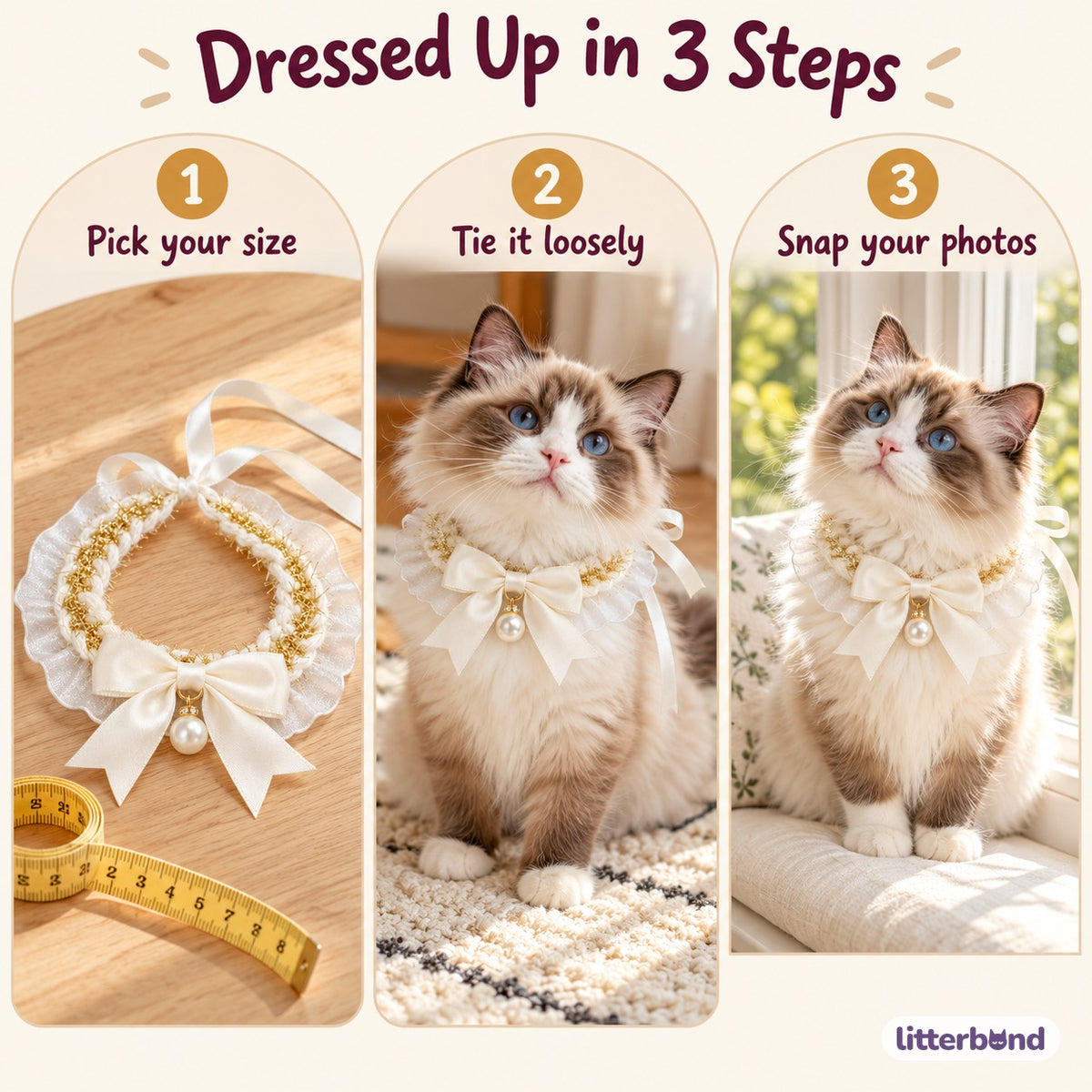 Sheer Pearl Bow Bib - how to put it on