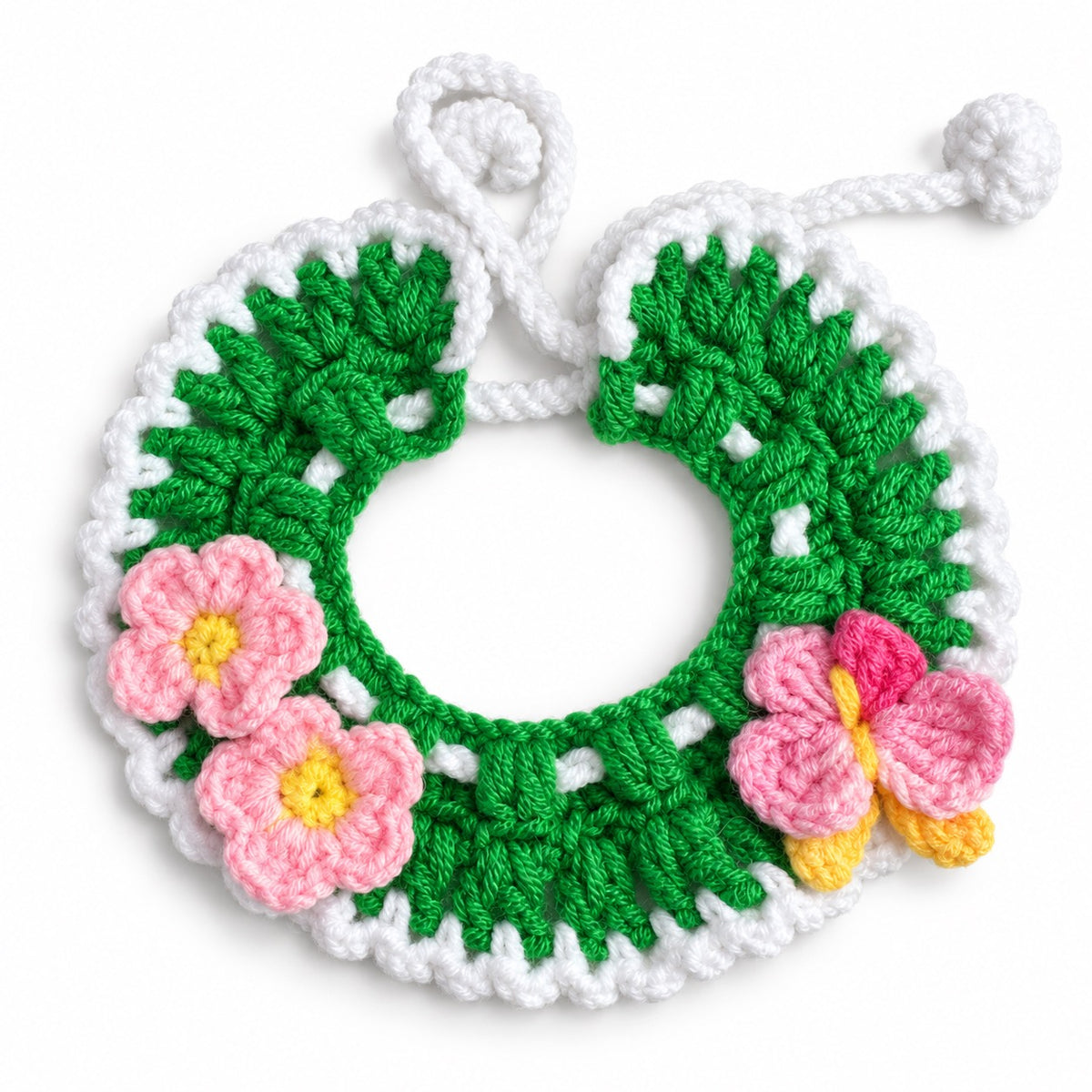 Crochet Garden Collars for Photos - Green Blossom Trim