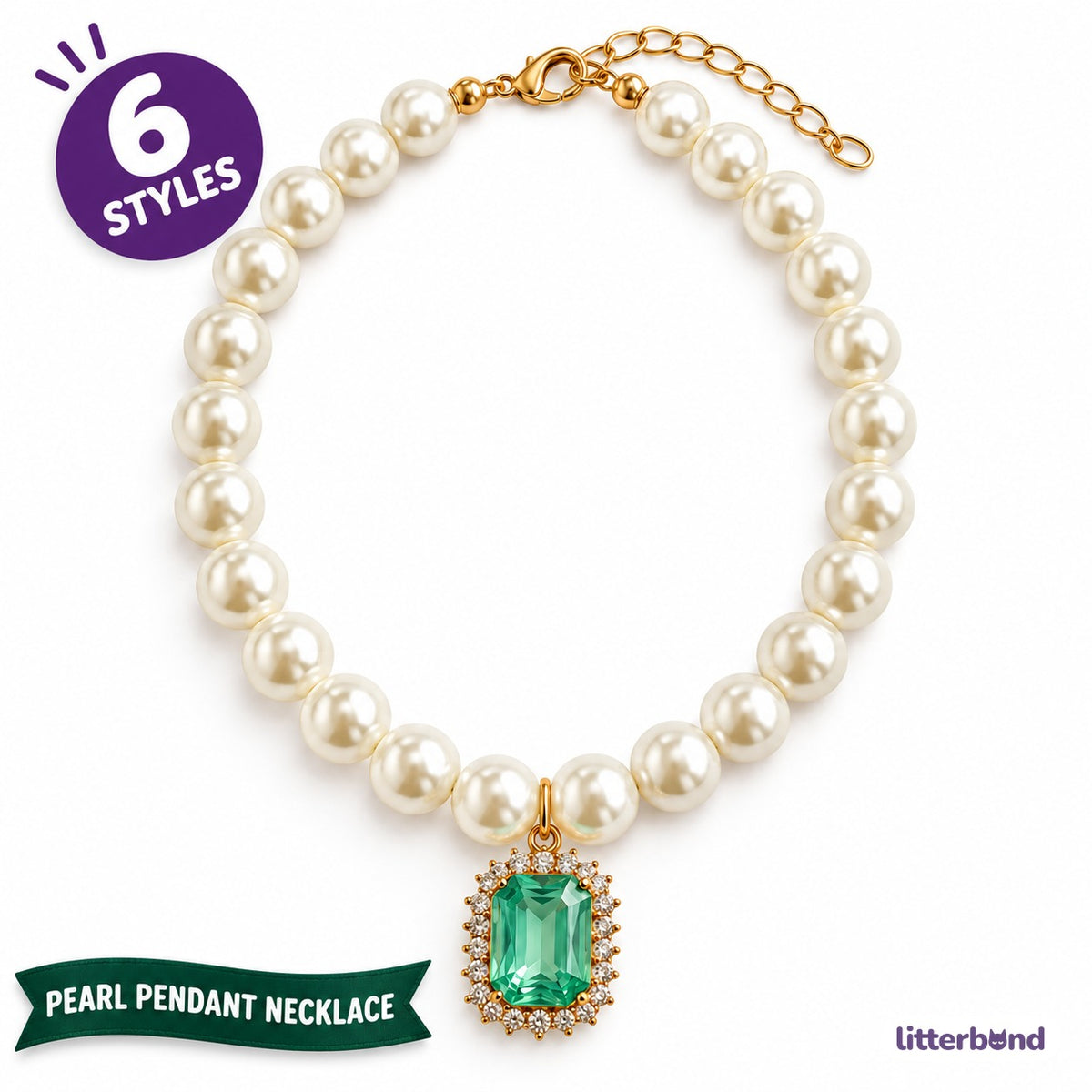 Jeweled Pearl Photo Necklace
