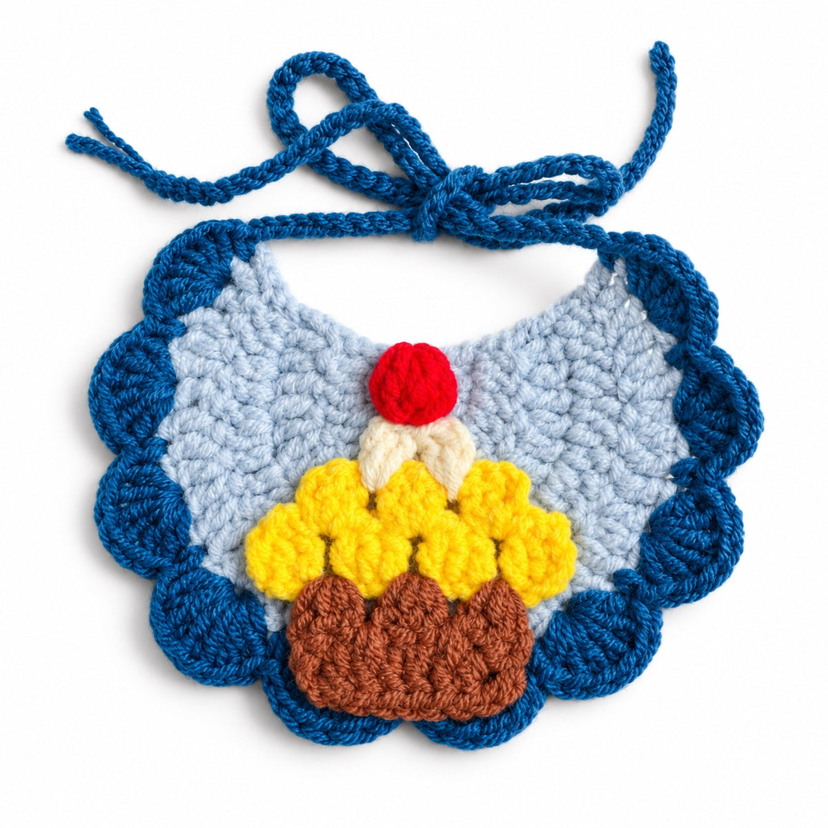 Crochet Appliqué Bibs for Photos - Blue Cake