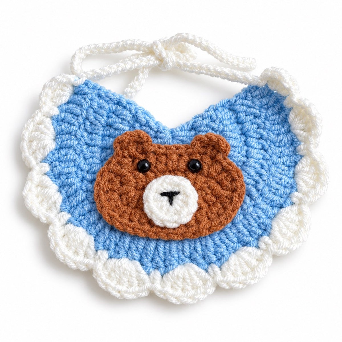 Crochet Appliqué Bibs for Photos - Teddy Bear