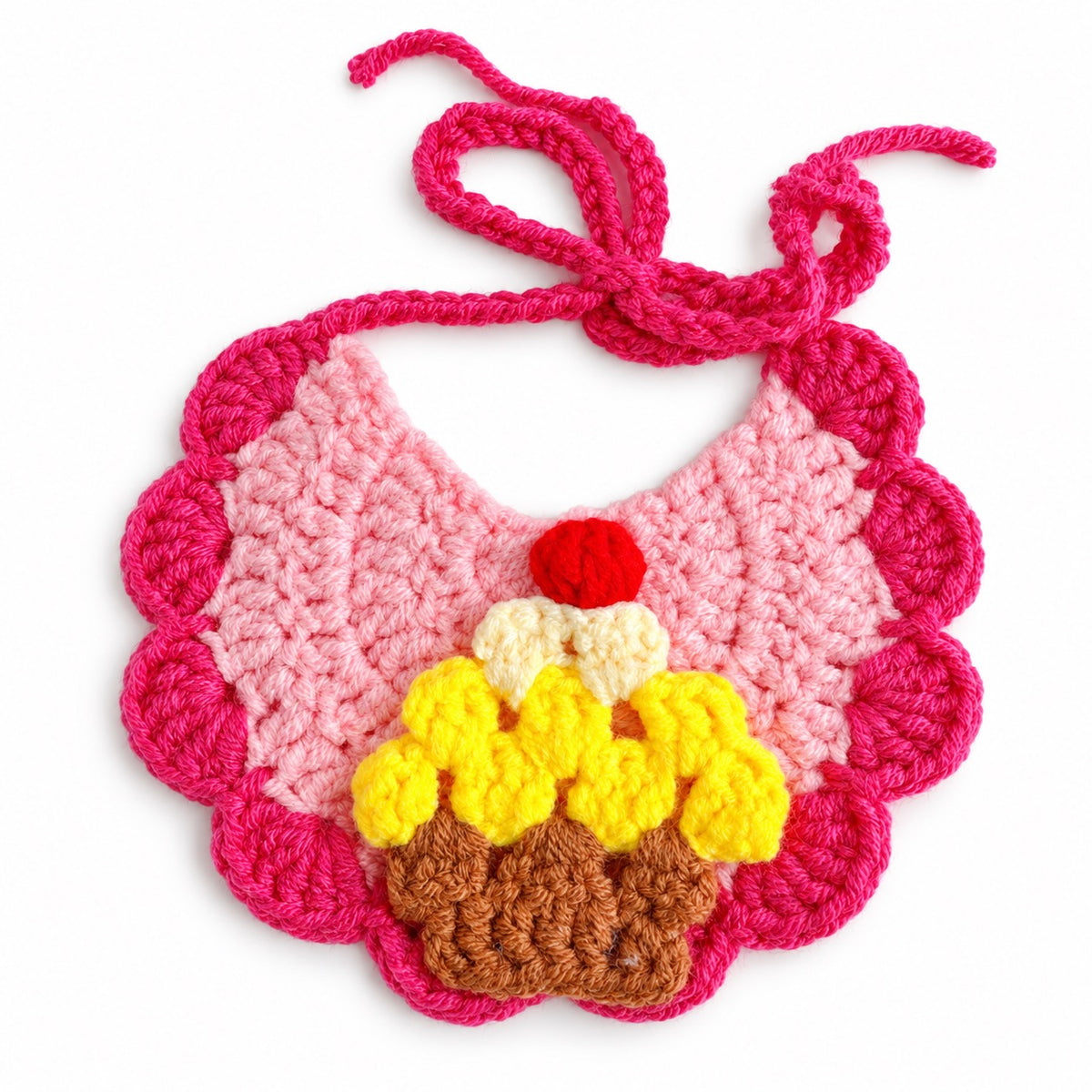 Crochet Appliqué Bibs for Photos - Pink Cake