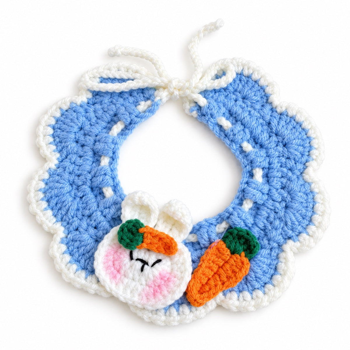 Bunny Carrot Crochet Collar - Blue Bunny
