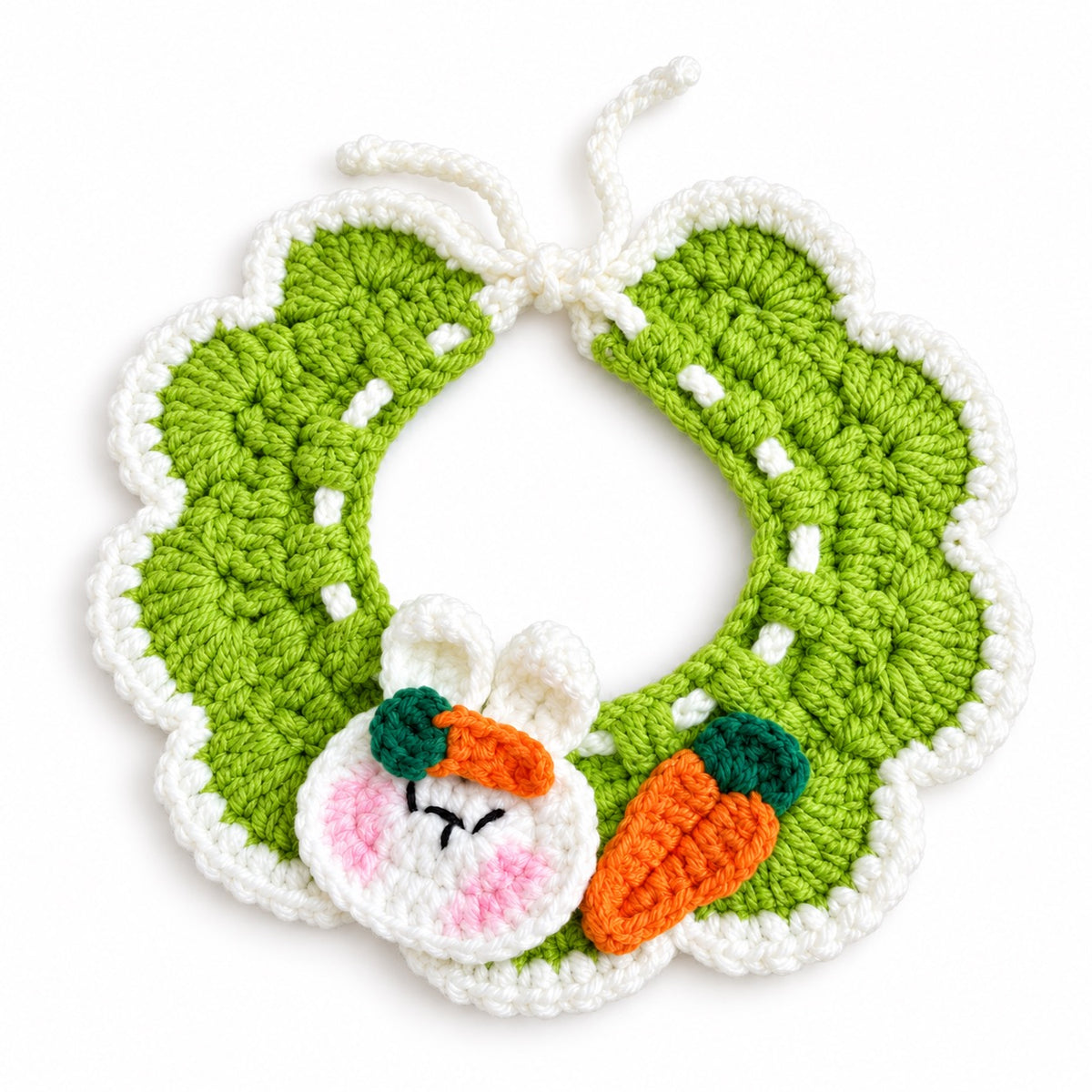 Bunny Carrot Crochet Collar - Green Bunny