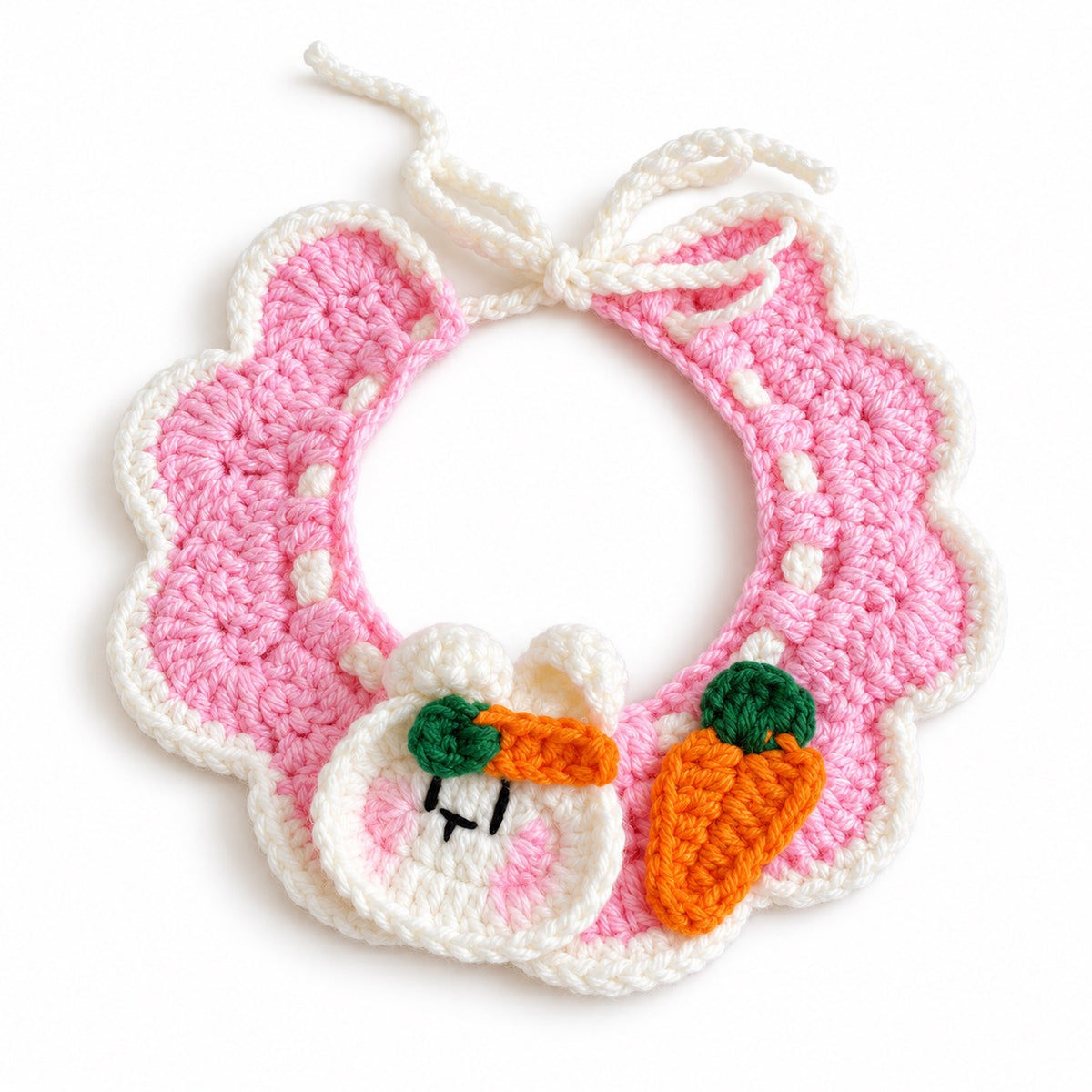 Bunny Carrot Crochet Collar - Pink Bunny