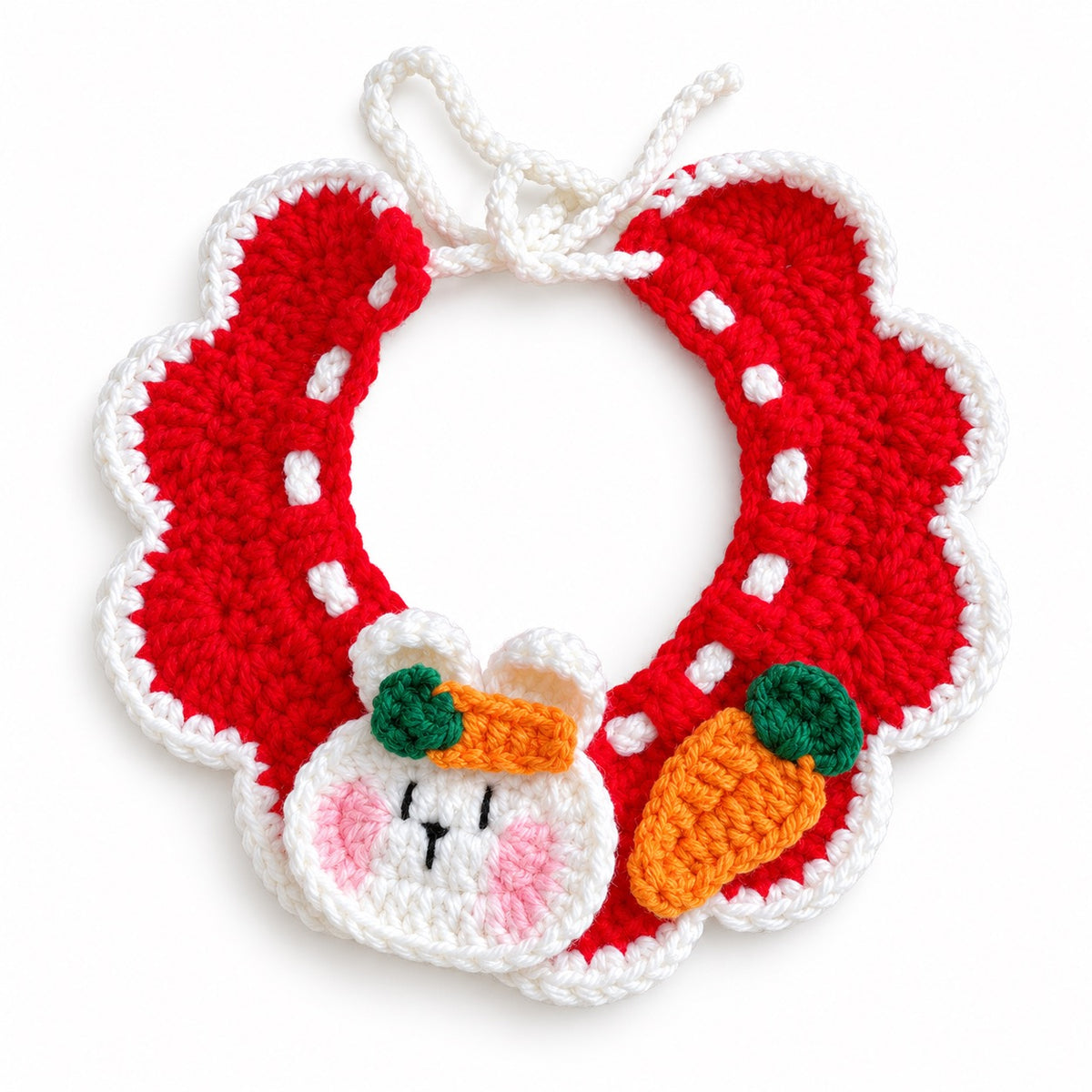 Bunny Carrot Crochet Collar - Red Bunny