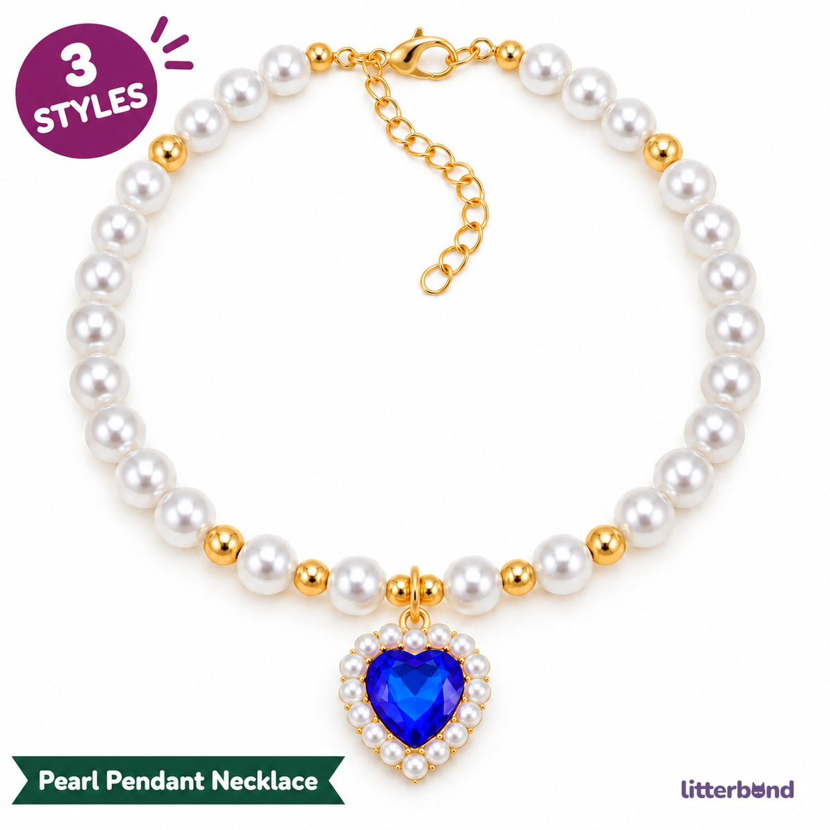 Heart Pendant Pearl Collar