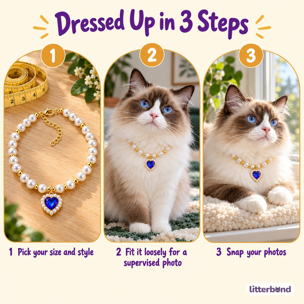 Heart Pendant Pearl Collar - how to put it on