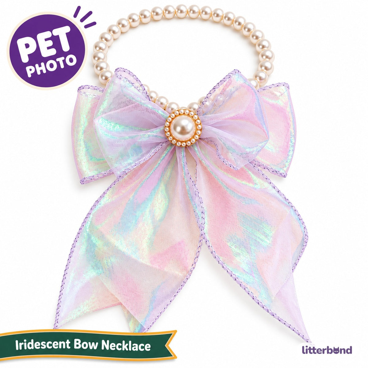 Iridescent Bow Pearl Necklace