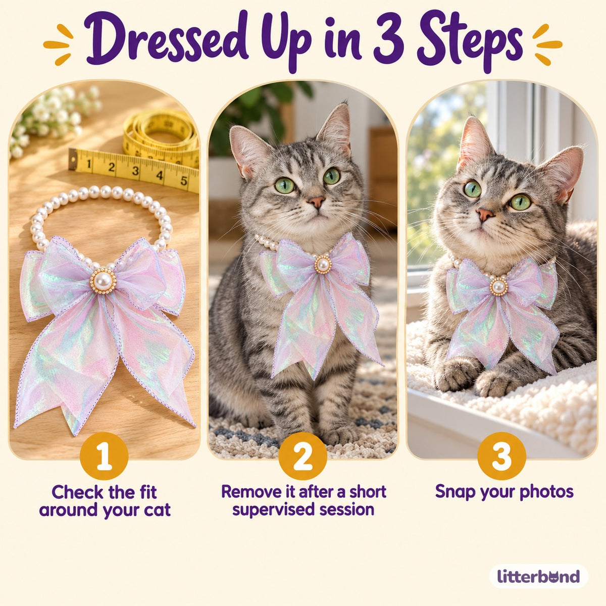 Iridescent Bow Pearl Necklace - how to put it on