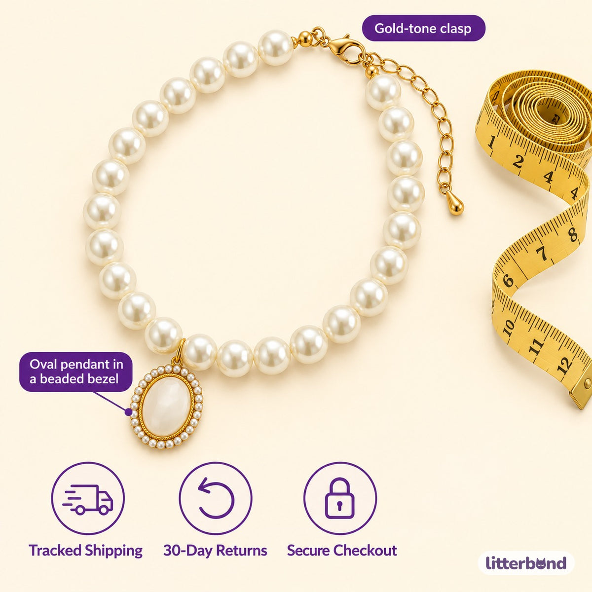 Oval Gemstone Pendant Necklace - size and details
