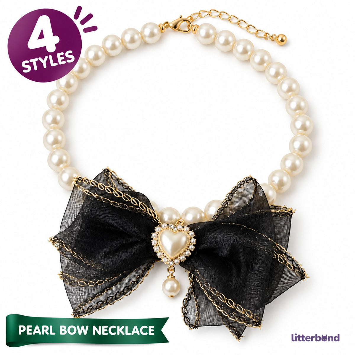 Pearl Bow Photo Collar