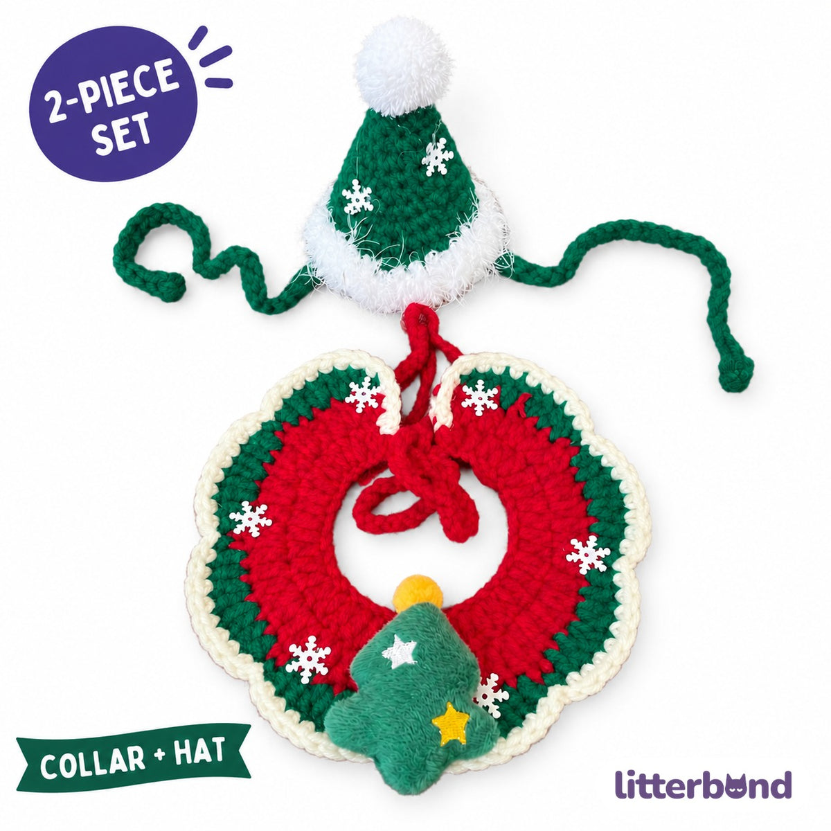 Crochet Christmas Collar & Hat Set