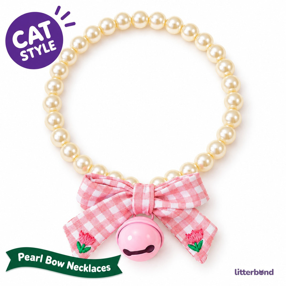 Pearl Bow Bell Necklace