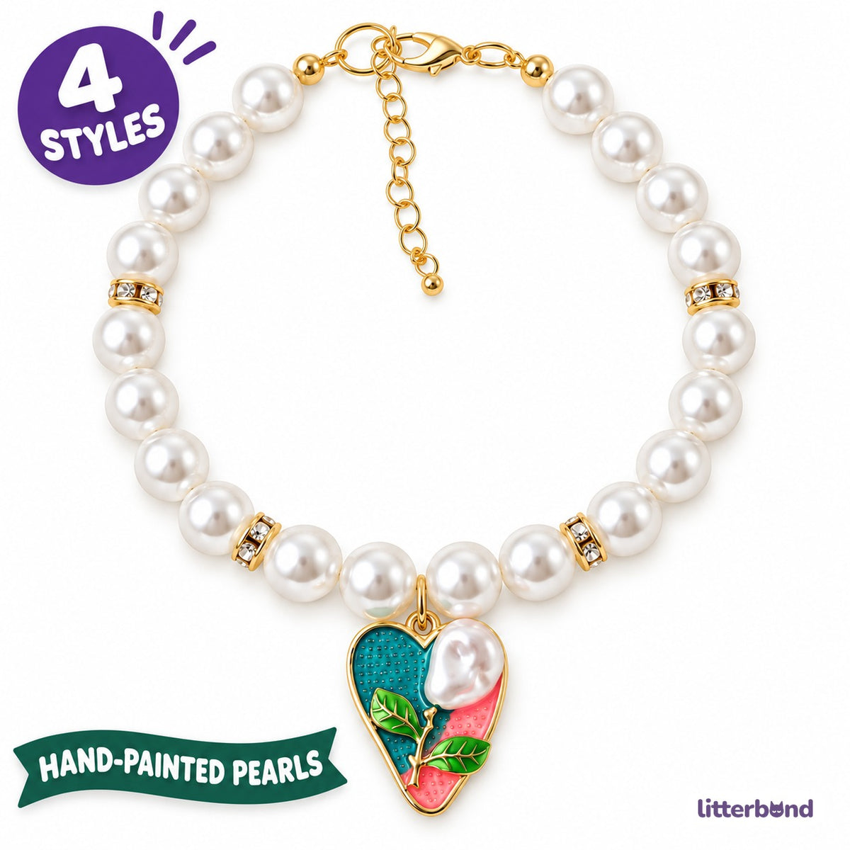 Painted Floral Pearl Necklace