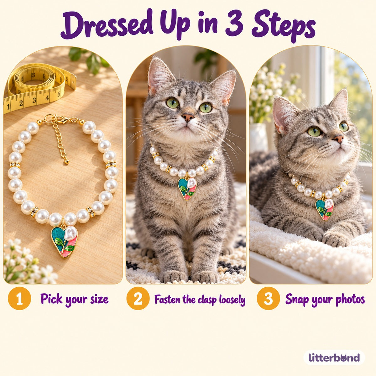 Painted Floral Pearl Necklace - how to put it on