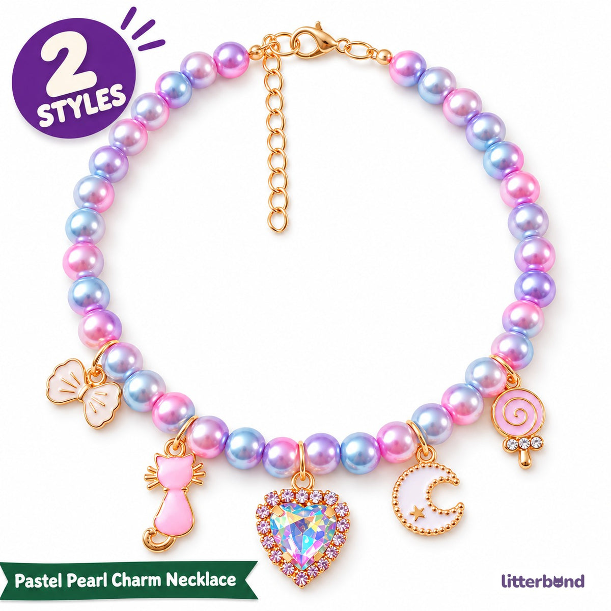 Pastel Pearl Charm Necklace