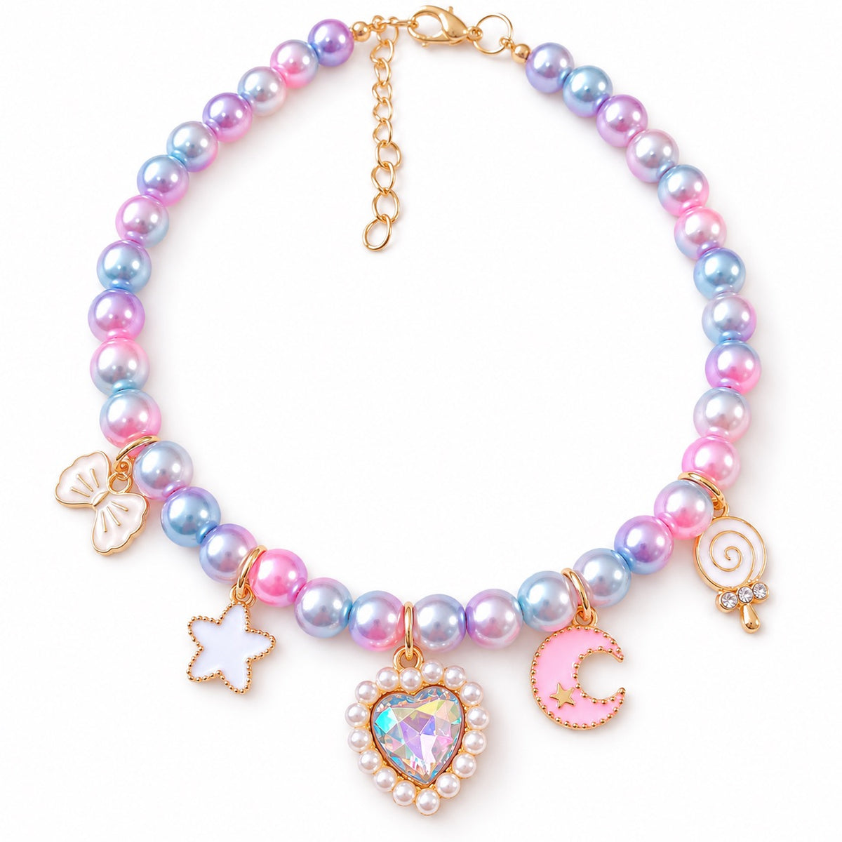 Pastel Pearl Charm Necklace - Star Charm