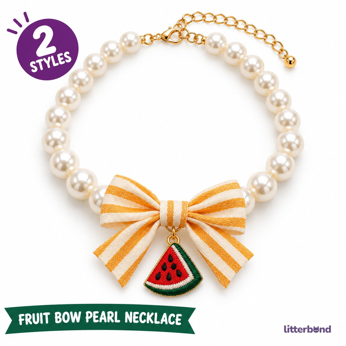Fruit Bow Pearl Necklace for Photos
