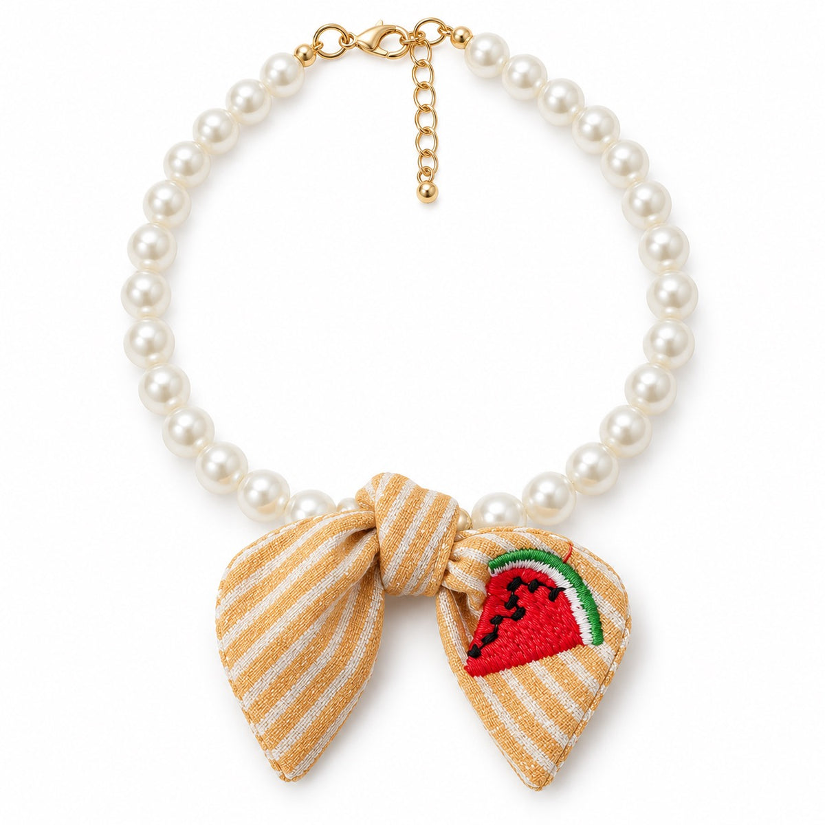 Fruit Bow Pearl Necklace for Photos - Watermelon Bow