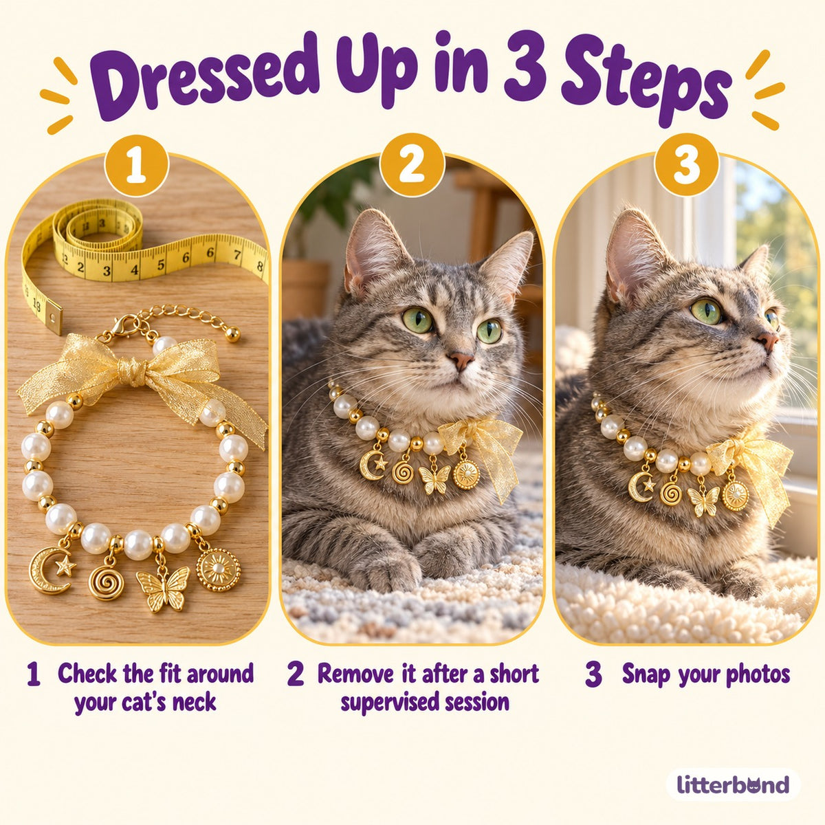 Six-Color Pearl Charm Necklace - how to put it on