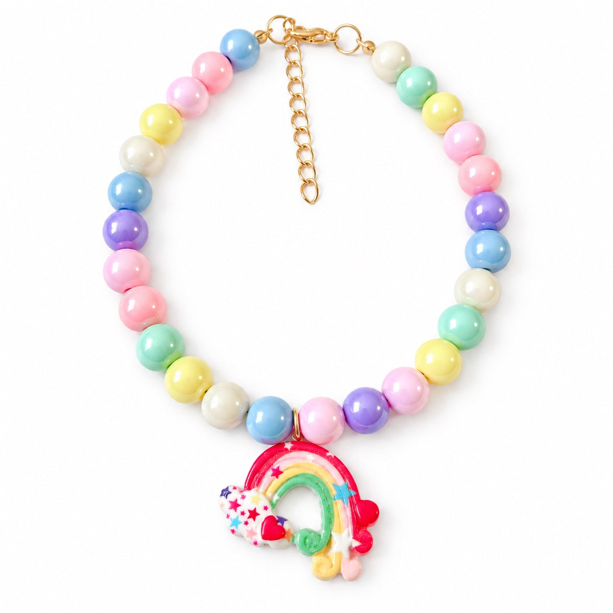 Candy Heart Bead Necklace for Photos - Rainbow Mix