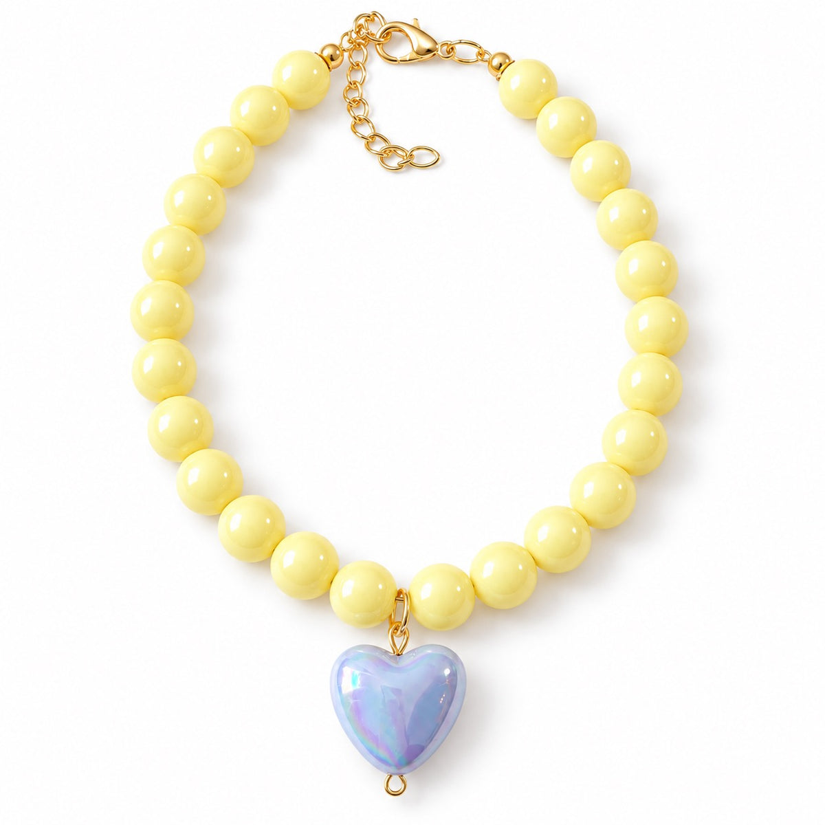 Candy Heart Bead Necklace for Photos - Butter Yellow