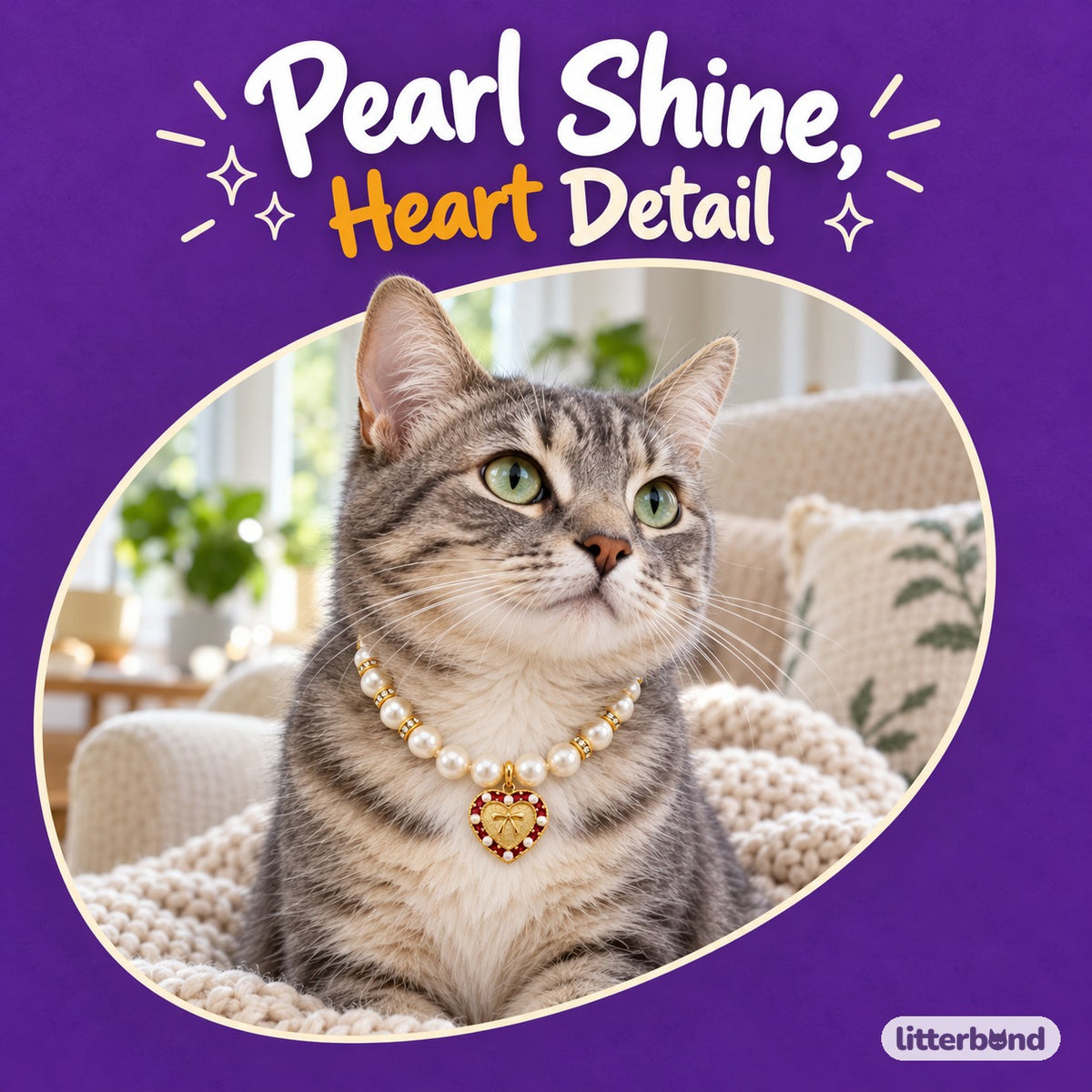 Butterfly Heart Photo Necklace on a cat
