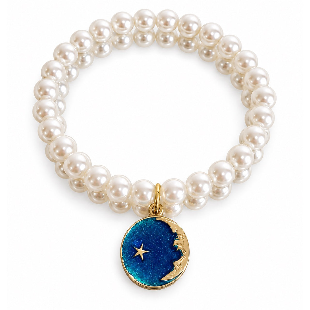 Celestial Pearl Necklace for Photos - Blue Galaxy