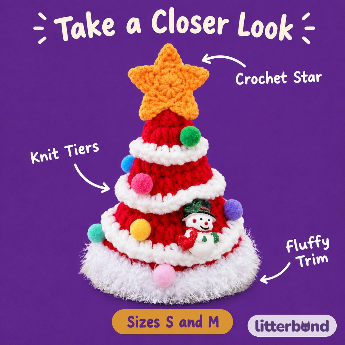 Chunky Knit Christmas Tree Hat closer look