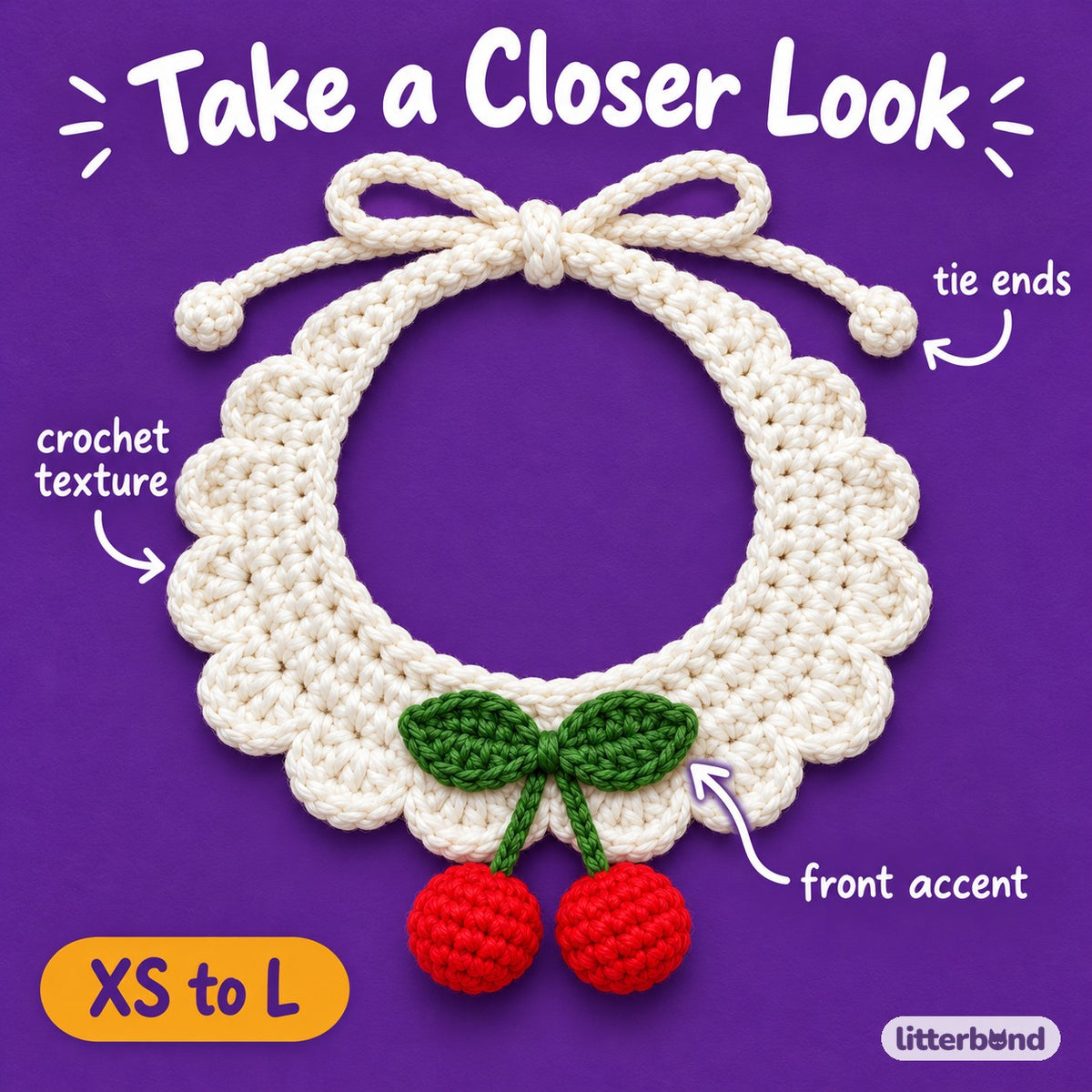 Crochet Fruit Collars for Photos - close-up details