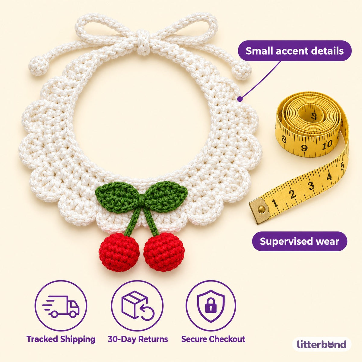 Crochet Fruit Collars for Photos - size and details
