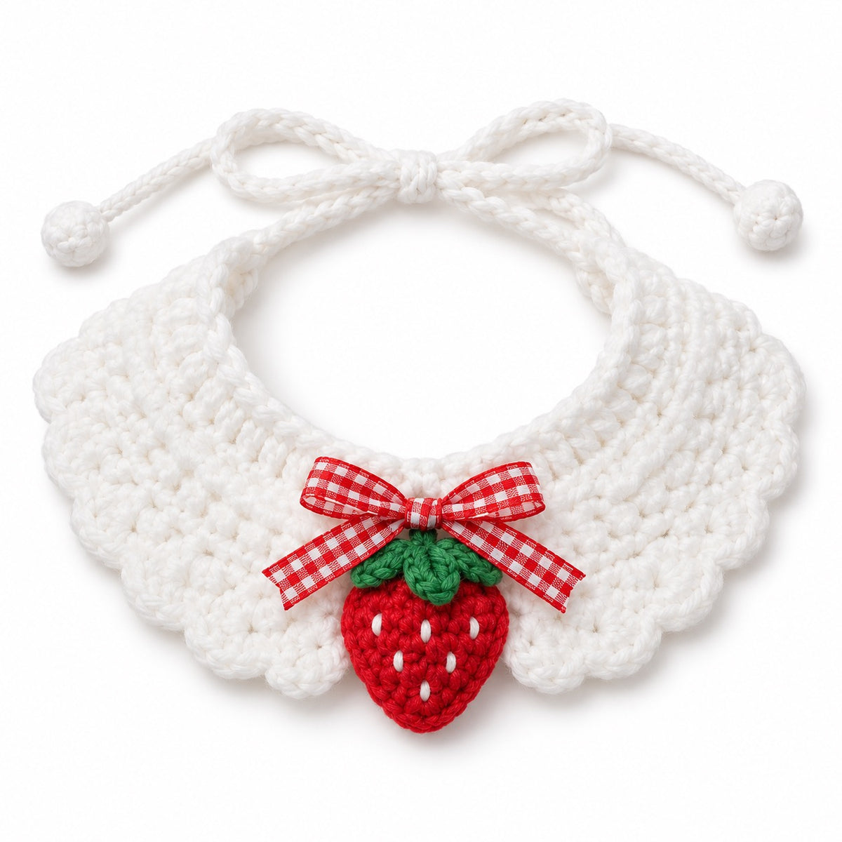 Crochet Fruit Collars for Photos - Single Strawberry Collar