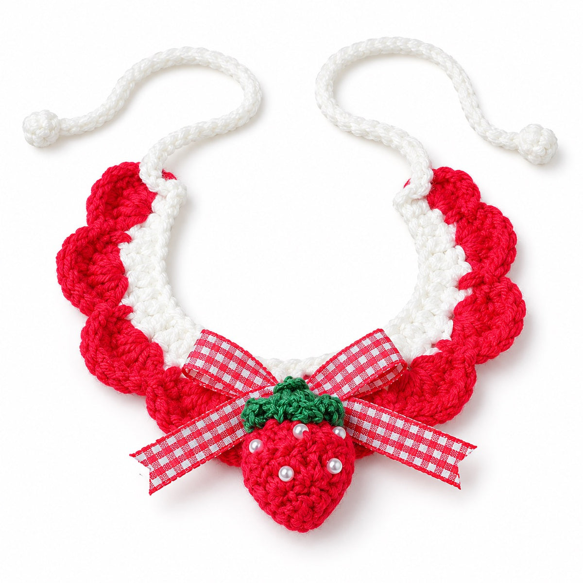 Crochet Fruit Collars for Photos - Strawberry Bow Collar